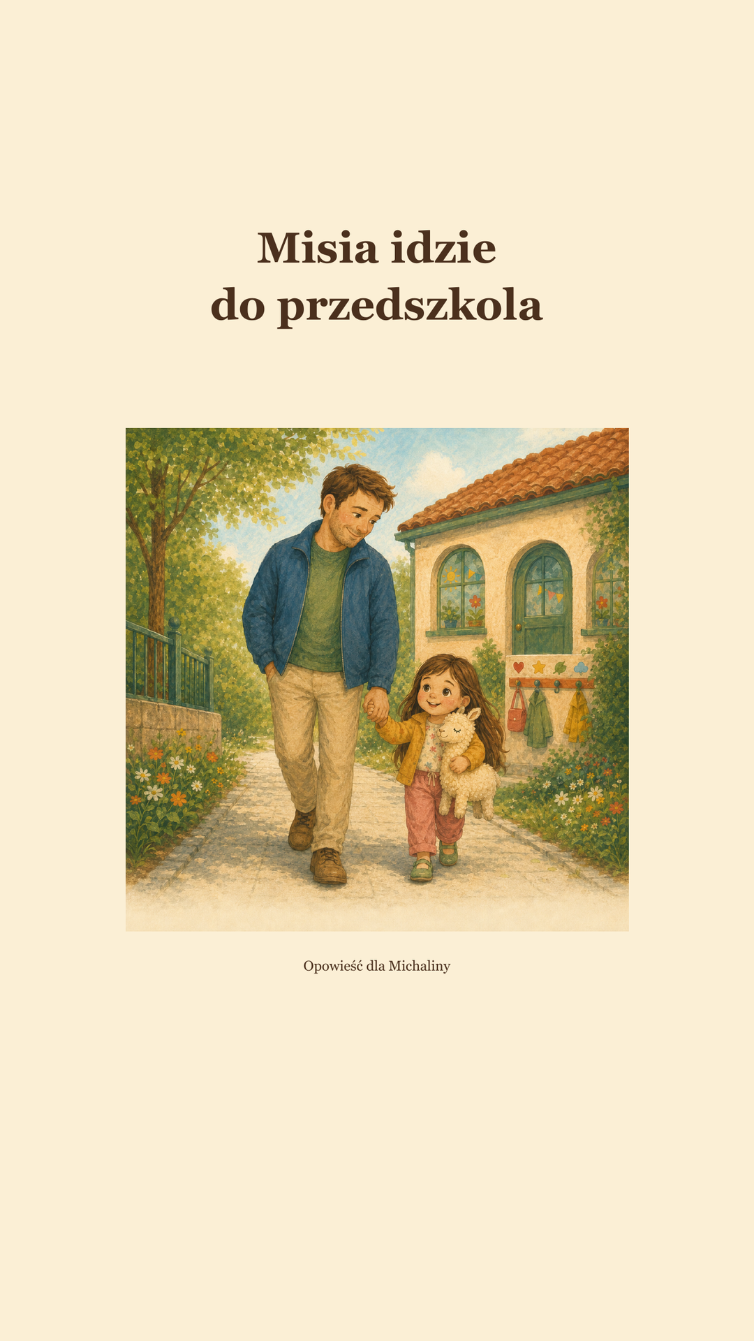 Misia z tatą przed przedszkolem